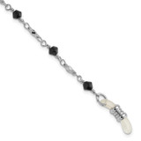 1928 Jewelry Silver-Tone Black Faceted Glass Bead Eyewear Holder 32 Inch Chain