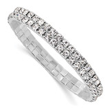 1928 Jewelry Silver-Tone Sparkling Clear Crystal Two Row Stretch Bracelet