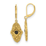 1928 Jewelry Gold-Tone Black Enamel Drop Leverback Earrings, 41.7 mm