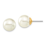 1928 Jewelry Gold-Tone 12 mm Ivory Simulated Pearl Stud Earrings