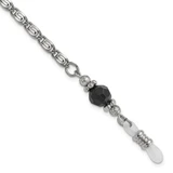 1928 Jewelry Silver-Tone Black Crystal Faceted Bead Eyewear Holder 30 Inch Chain