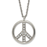 1928 Jewelry Silver-Tone Clear Crystal Peace Symbol with 3 Inch Extension Necklace