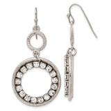 1928 Silver-Tone Clear Crystal Circle Dangle French Wire Earrings, 54 mm