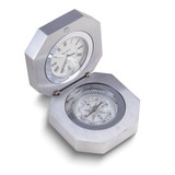 Stainless Steel Hinged Compass with Clock