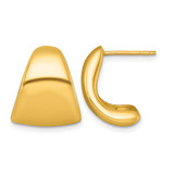 10K Yellow Gold Hollow Polished Tapered Hollow Post Drop Earrings, 14.5 mm