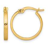 10K Yellow Gold Hollow Polished 1.75 x 17 mm Greek Key In/Out Square Tube Hoop Earrings, 18 mm Long