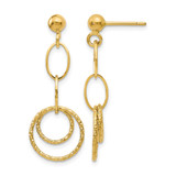 10K Yellow Gold Hollow Post Dangle Earrings, 32 mm