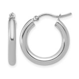 Rhodium-Plated 10K White Gold Hollow Polished Hinged Hoop Earrings, 20 mm, Diamond-Cut