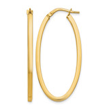 10K Yellow Gold Hollow Polished Oval Hinged Hoop Earrings, 41 mm
