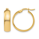 10K Yellow Gold Hollow Polished Hinged Hoop Earrings, 19 mm