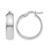 Rhodium-Plated 10K White Gold Hollow Polished Hinged Hoop Earrings, 19 mm