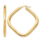 10K Yellow Gold Hollow Polished Square Hoop Earrings, 42 mm