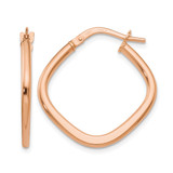 10K Rose Gold Hollow Polished Square Hoop Earrings, 21.5 mm