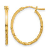 10K Yellow Gold Polished Twist Oval Hoop Earrings, 22.25 mm