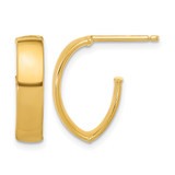 10K Yellow Gold Polished J-Hoop Post Earrings, 17.2 mm