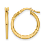 10K Yellow Gold Polished Round Hoop Earrings, 20 mm