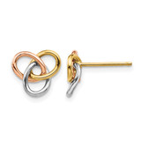 10K Tri-Color Gold Polished Rings Stud Earrings, 9.8 mm