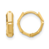 10K Yellow Gold Polished and Diamond-Cut Huggie Hoop Earrings, 10.75 mm
