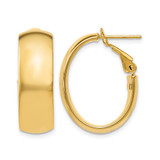 10K Yellow Gold Hollow Polished Omega Back Hoop Earrings, 23 mm