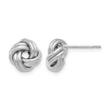 10K Yellow Gold with White Rhodium-Plated Polished Love Knot Stud Earrings, 9.25 mm