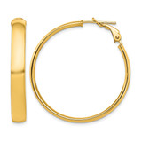 10K Yellow Gold Hollow High Polished 5 mm Omega Back Hoop Earrings, 37.5 mm Long
