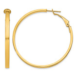 10K Yellow Gold Hollow 3 x 40 mm Polished Square Tube Round Hoop Earrings