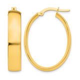 10K Yellow Gold Hollow 5.75 mm Polished Oval Hoop Earrings, 18 mm Long