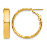 10K Yellow Gold Hollow 5 mm Omega Back Hoop Earrings, 24.25 mm Long