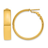 10K Yellow Gold Hollow 6.75 mm Large Omega Back Hoop Earrings, 30 mm Long