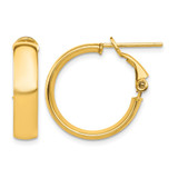10K Yellow Gold Hollow High Polished 5 mm Omega Back Hoop Earrings, 20.5 mm Long