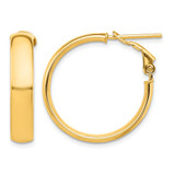 10K Yellow Gold Hollow High Polished 5 mm Omega Back Hoop Earrings, 26 mm Long