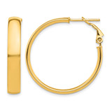 10K Yellow Gold Hollow High Polished 5 mm Omega Back Hoop Earrings, 30.25 mm Long
