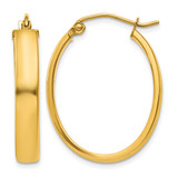 10K Yellow Gold Hollow Lightweight Oval Hoop Earrings, 24 mm