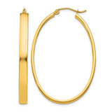 10K Yellow Gold Hollow Lightweight Oval Hoop Earrings, 42 mm