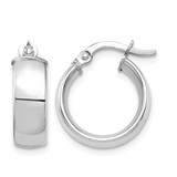 Rhodium-Plated 10K White Gold Hollow High Polished 5 mm Hoop Earrings, 16 mm Long