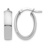 Rhodium-Plated 10K White Gold Hollow High Polished 5 mm Oval Hoop Earrings, 20.5 mm Long