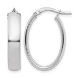 Rhodium-Plated 10K White Gold Hollow High Polished 5 mm Oval Hoop Earrings, 25.5 mm Long
