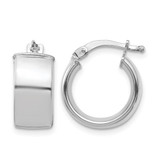 Rhodium-Plated 10K White Gold Hollow High Polished 7 mm Hoop Earrings, 14 mm Long