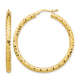 10K Yellow Gold 3 x 38 mm Diamond-Cut Hoop Earrings