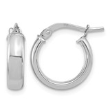 Rhodium-Plated 10K White Gold Hollow Polished 2.9 mm Hoop Earrings, 14 mm Long