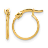 10K Yellow Gold Hollow Polished Knife Edge Hoop Earrings, 13.8 mm