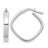 Rhodium-Plated 10K White Gold Hollow Flat Edge Square Hoop Earrings, 27.25 mm
