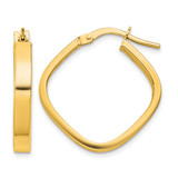 10K Yellow Gold Hollow Flat Edge Square Hoop Earrings, 27.25 mm