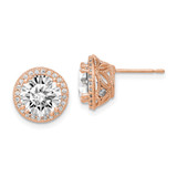 10K Rose Gold Tiara Collection Rose Gold Polished Cubic Zirconia Stud Earrings, 10.8 mm