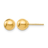 14K Yellow Gold Hollow Polished 6 mm Ball Stud Earrings