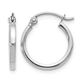 Rhodium-Plated 14K White Gold Hollow Polished Hoop Earrings, 15 mm