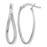 Rhodium-Plated 14K White Gold Hollow Polished Oval Hoop Earrings, 26 mm