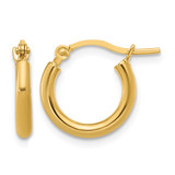 14K Yellow Gold Hollow 2 x 12 mm Polished Hoop Earrings