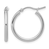 Rhodium-Plated 14K White Gold Hollow 2 x 20 mm Polished Hoop Earrings