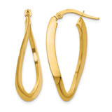 14K Yellow Gold Hollow Polished Oval Hoop Earrings, 33 mm